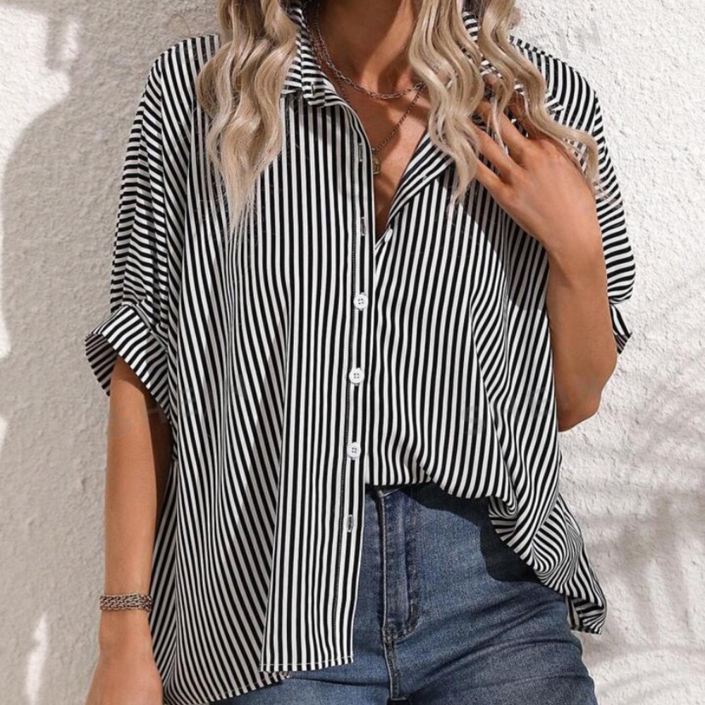 Striped Oversized Button Down Shirt